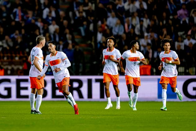 THESSALONIKI Netherlands midfielder Tijjani Reijnders during the UEFA Nations League match between Greece and the Netherlands at Toumba Stadium on October 1, 2026, in Thessaloniki, Greece. Photo by DeFodi Images
