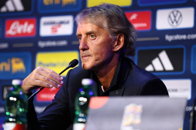 October 1, 2026, Saint-Denis, Ile-De-France, France: Head coach ROBERTO MANCINO of Italy during the press conference, PK, Pressekonferenz a day ahead of the UEFA Nations League 2026 27 groupe stage matchday 3 of 6 between FRANCE and ITALY at the Stade de France in Saint-Denis, France. Saint-Denis France - ZUMAc179 20261001_zep_c179_072 Copyright: xMickaelxChavetx