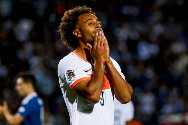 THESSALONIKI - Joshua Zirikzee of the Netherlands reacts during the UEFA Nations League match between Greece and the Netherlands at the Toumba Stadium on October 1, 2026, in Thessaloniki, Greece. MARCEL TER BALS ANP UEFA Nations League 2026 27 xVIxANPxSportx xMarcelxterxBalsxIVx 571103369 originalFilename: 571103369