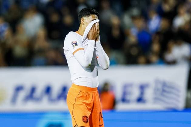 THESSALONIKI - Tijjani Reijnders of the Netherlands reacts after the 2-2 draw during the UEFA Nations League match between Greece and the Netherlands at the Toumba Stadium on October 1, 2026, in Greece. KOEN VAN WEEL ANP xVIxANPxSportx xxANPxIVx 571103453 originalFilename: 571103453