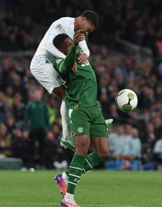 Ireland s Chiedozie Ogbene tackled by Phillipp Mwene of Austria Republic of Ireland v Austria, UEFA Nations League, League B - Group 3, International Football, Aviva Stadium, Dublin, Ireland - 01 Oct 2026Dublin Aviva Stadium Ireland  Copyright: xLorrainexO Sullivan Shutterstockx 17178960bs