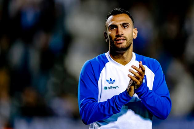 THESSALONIKI, Greece: Forward Vangelis Pavlidis of Greece during the UEFA Nations League match between Greece and the Netherlands at Toumba Stadium on October 1, 2026, in Thessaloniki, Greece. Photo by DeFodi Images