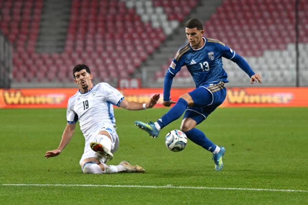 SOCCER - UEFA Nations League - Israel vs. Kosovo Photo by IPA ABACAPRESS.COM89192456 - Dion Gallapeni (Kosovo) against Dor Turgeman (Israel) during the Nations League group stage, Matchday 3, League B Group B3, between Israel and Kosovo on October 1, 2026, at Nagyerdei Stadium in Debrecen, Hungary Haifa Israel  Copyright: xIPAxSport ABACAx