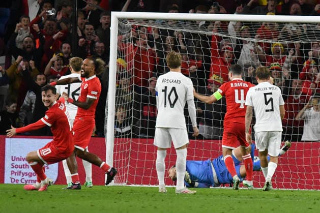 Football - 2026 2027 UEFA Nations League - League A, Group Four: Wales vs. Norway - Cardiff City Stadium - Thursday 1st October 2026 Wales celebrate their 2nd goal colorsport winston bynorth 