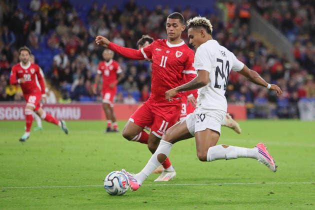 Wales v Norway, UEFA Nations League Antonio Nusa of Norway and Brennan Johnson of Wales during the UEFA Nations League match between Wales and Norway at Millenium Stadium, Cardiff, UK on 1 October 2026. Cardiff Millenium Stadium Wales UK Editorial use only , Copyright: xAlunxRobertsx PSI-24949-0074