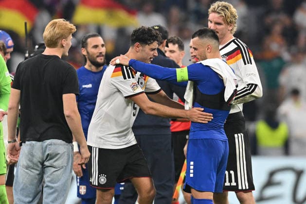 GERMANY vs SERBIA ALEKSANDAR PAVLOVIC and FILIP KOSTIC football Germany vs Serbia UEFA Nations league match at Allianz arena stadium , Munich 01.10.2026 Foto: FOOTBALL, SERBIA, GERMANY, UEFA NATIONS LEAGUE Munich Allianz arena Germany Copyright: xMarkoxMetlas xMNxPressx