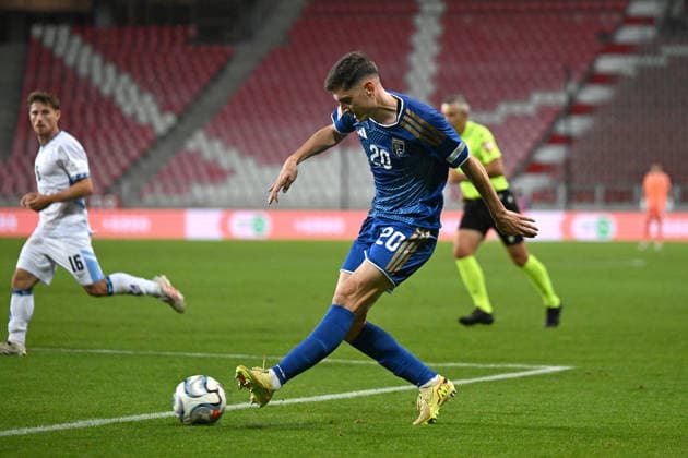 SOCCER - UEFA Nations League - Israel vs. Kosovo Photo by IPA ABACAPRESS.COM89192906 - Veldin Hodza (Kosovo) during the Nations League, Matchday 3, League B, Group B3, between Israel and Kosovo on October 1, 2026, at Nagyerdei Stadium in Debrecen, Hungary Haifa Israel  Copyright: xIPAxSport ABACAx
