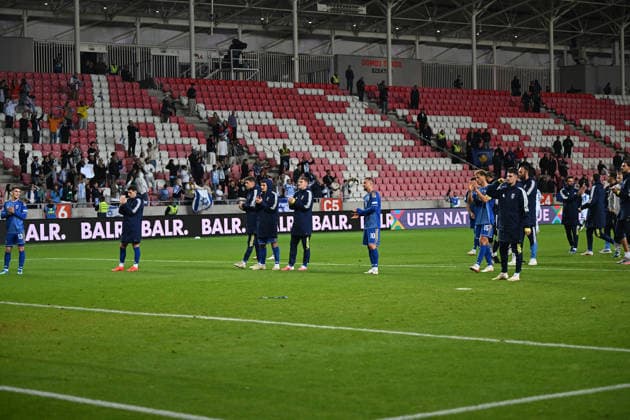 SOCCER - UEFA Nations League - Israel vs. Kosovo Photo by IPA ABACAPRESS.COM89192905 - Closing remarks on the Kosovo match during the Nations League phase, Matchday 3, League B, Group B3, between Israel and Kosovo on October 1, 2026, at Nagyerdei Stadium in Debrecen, Hungary Haifa Israel  Copyright: xIPAxSport ABACAx