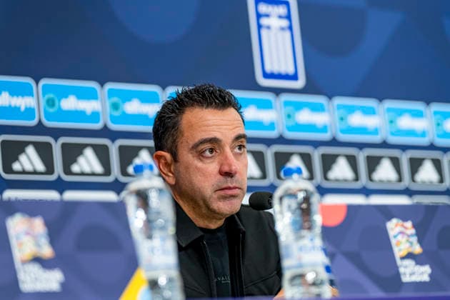 THESSALONIKI: Netherlands head coach Xavi Hernandez expresses regret over the incorrect starting lineup during the post-match press conference following the UEFA Nations League match between Greece and the Netherlands at Toumba Stadium on October 1, 2026, in Thessaloniki, Greece. Photo by DeFodi Images