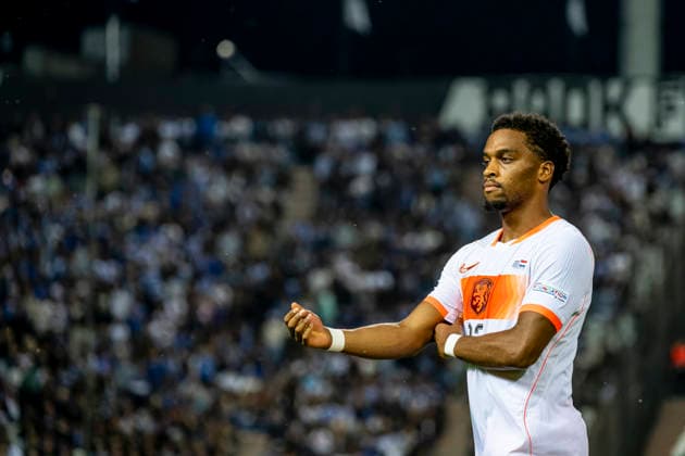 THESSALONIKI: Netherlands defender Jurrien Timber during the UEFA Nations League match between Greece and the Netherlands at Toumba Stadium on October 1, 2026, in Thessaloniki, Greece. Photo by DeFodi Images