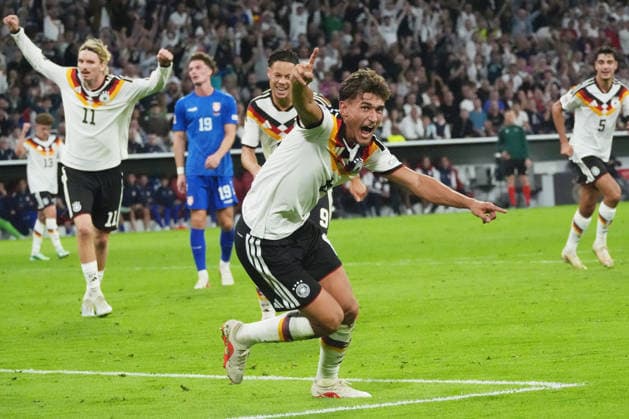 Munich, Nations League, Group B, UEFA Nations League, Germany vs. Serbia, September 30, 2026, Allianz Arena, Munich, Tom Bischof, Germany, GER, goal celebration, still image, UEFA regulations prohibit any use of photographs as image sequences and or quasi-video; EDITORIAL USE ONLY,