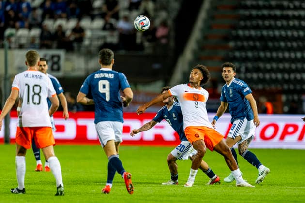THESSALONIKI: Netherlands forward Joshua Zirkzee during the UEFA Nations League match between Greece and the Netherlands at Toumba Stadium on October 1, 2026, in Thessaloniki, Greece. Photo by DeFodi Images