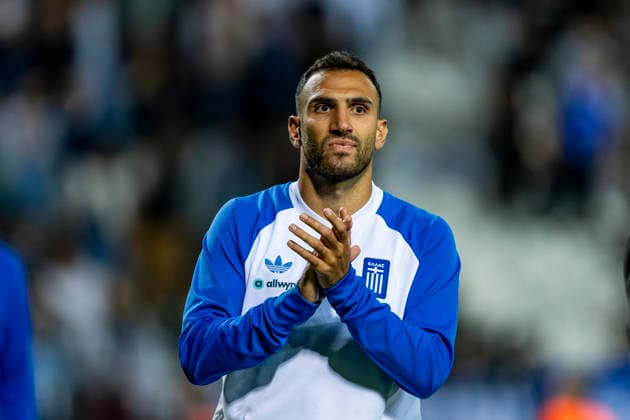 THESSALONIKI, Greece: Forward Vangelis Pavlidis of Greece during the UEFA Nations League match between Greece and the Netherlands at Toumba Stadium on October 1, 2026, in Thessaloniki, Greece. Photo by DeFodi Images