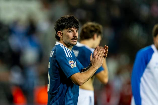 THESSALONIKI, Greece: Greek midfielder Thanasis Androutsos during the UEFA Nations League match between Greece and the Netherlands at Toumba Stadium on October 1, 2026, in Thessaloniki, Greece. Photo by DeFodi Images