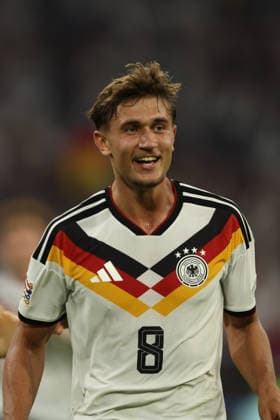 MUNICH, GERMANY - OCTOBER 01: Tom Bischof of Germany national team, Nationalteam looks on during the UEFA Nations League 2026 27 League A match between Germany and Serbia at Allianz Arena on October 01, 2026 in Munich, Germany. Germany National team v Serbia National team Copyright: xx