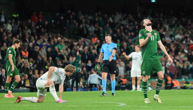 UEFA Nations League Group Stage, Aviva Stadium, Dublin 1 10 2026 Republic of Ireland vs Austria Ireland s Finn Azaz reacts Finn Azaz reacts 1 10 2026  Copyright: xx AC015726