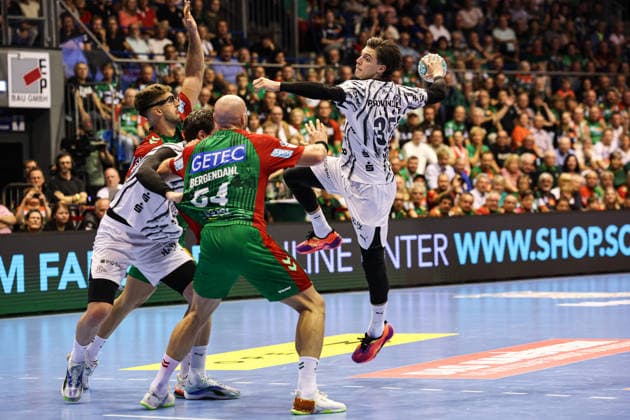 Domen Makuc, THW Kiel, 35th Handball Bundesliga Season 2026–2027: SC Magdeburg vs. THW Kiel at the GETEC Arena in Magdeburg; Action, Handball, Germany, September 30, 2026