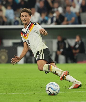 October 1, 2026, Nations League, Germany vs. Serbia, Allianz Arena, Munich, Soccer, Pictured: Goal scorer Tom Bischof of Germany