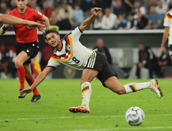 October 1, 2026, Nations League, Germany vs. Serbia, Allianz Arena, Munich, Soccer, Pictured: Goal scorer Tom Bischof of Germany