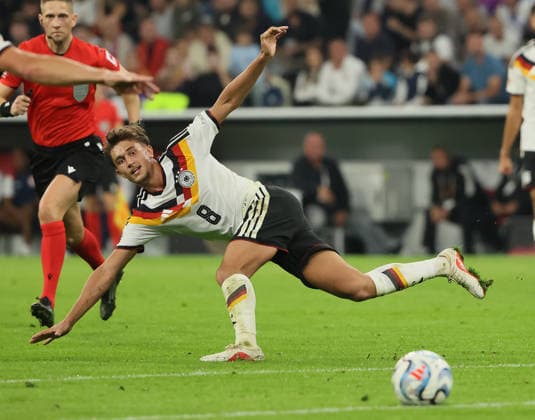 October 1, 2026, Nations League, Germany vs. Serbia, Allianz Arena, Munich, Soccer, Pictured: Goal scorer Tom Bischof of Germany