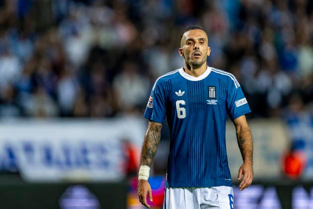 THESSALONIKI, Greece: Greek midfielder Dimitris Kourbelis during the UEFA Nations League match between Greece and the Netherlands at Toumba Stadium on October 1, 2026, in Thessaloniki, Greece. Photo by DeFodi Images