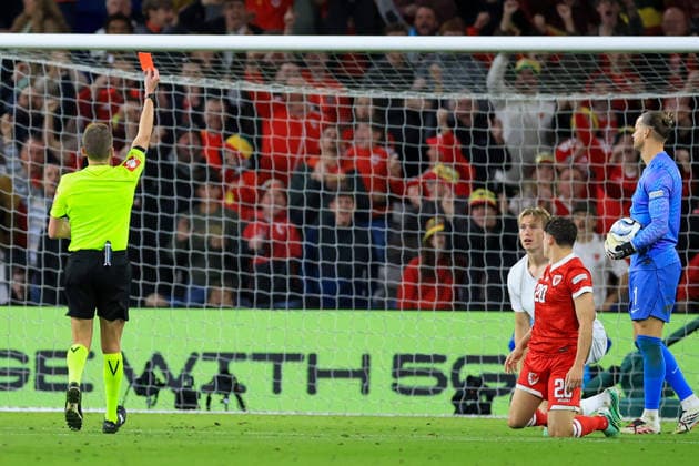 Wales v Denmark UEFA Nations League Torbjorn Heggem Of Norway Sent Off during the UEFA Nations League Group D match at the Cardiff City Stadium, Cardiff 01 10 2026 UK Newspapers OUT Copyright: xGeraintxNicholasx FIL-24019-0097