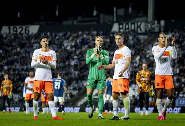 THESSALONIKI - Gjivai ZechiÃ«l of the Netherlands reacts after the 2-2 draw during the UEFA Nations League match between Greece and the Netherlands at the Toumba Stadium on October 1, 2026, in Greece. KOEN VAN WEEL ANP xVIxANPxSportx xxANPxIVx 571123785 originalFilename: 571123785.jpg