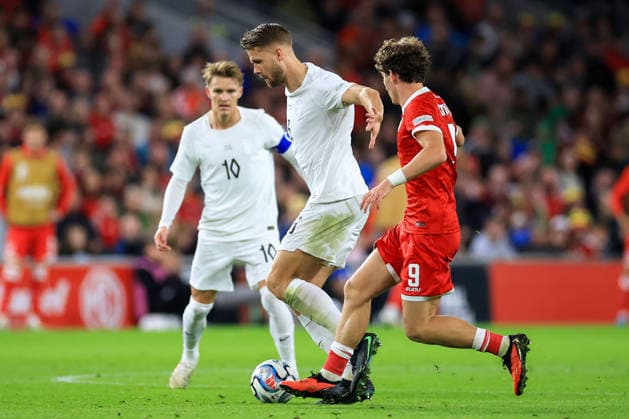 Wales v Denmark UEFA Nations League Kristoffer Ajer Of Norway during the UEFA Nations League Group D match at the Cardiff City Stadium, Cardiff 01 10 2026 UK Newspapers OUT Copyright: xGeraintxNicholasx FIL-24019-0106