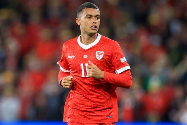 Wales v Denmark UEFA Nations League Brennan Johnson of Wales during the UEFA Nations League Group D match at the Cardiff City Stadium, Cardiff 01 10 2026 UK Newspapers OUT Copyright: xGeraintxNicholasx FIL-24019-0135