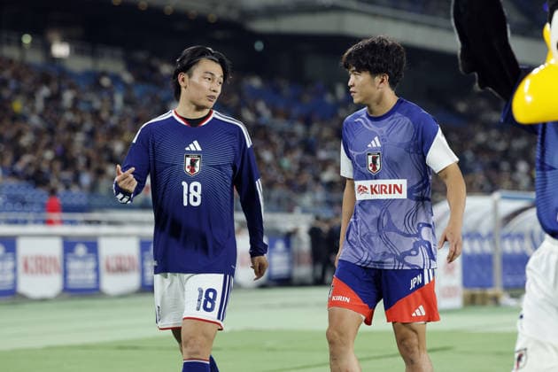 (L to R) Ayase Ueda, Kaina Tanimura (JPN), OCTOBER 1, 2026 Soccer : KIRIN Cup 2026 match between Japan 0-0 (PK 5-4) Ecuador at International Stadium Yokohama, Kanagawa, Japan. Noxthirdxpartyxsales  aflo_352419158 ATSUSHIxTOKUMARUx