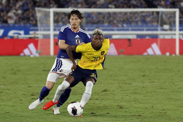 Nilson ANGULO (ECU), Ayumu Seko (JPN), OCTOBER 1, 2026 Soccer : KIRIN Cup 2026 match between Japan 0-0 (PK 5-4) Ecuador at International Stadium Yokohama, Kanagawa, Japan. Noxthirdxpartyxsales  aflo_352419234 ATSUSHIxTOKUMARUx