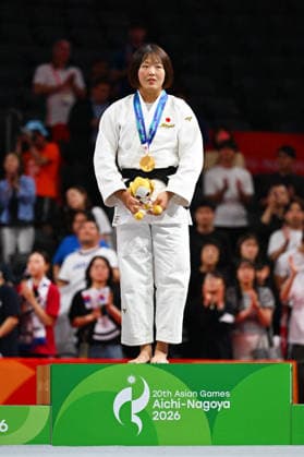 Narumi Tanioka (JPN), OCTOBER 1, 2026 - Judo : Women s -63kg award ceremony at Aichi International Arena during the Asian Games Aichi-Nagoya 2026 in Aichi, Japan. Noxthirdxpartyxsales  aflo_352419586 KenjiroxMatsuox