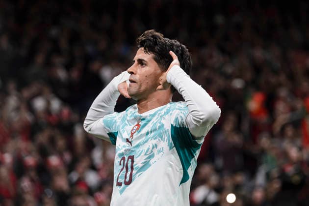 Denmark v Portugal - UEFA Nations League 2026 2027 Copenhagen, Denmark - October 1: Joao Cancelo of Portugal celebrates his goal during the UEFA Nations League 2026 2027 group D match between Denmark and Portugal at Parken Stadium on October 1, 2026 in Copenhagen, Denmark Copenhagen Parken Stadium Denmark Copyright: xLatinxSportxImagesx