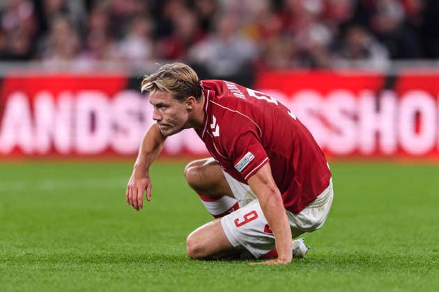 Denmark v Portugal - UEFA Nations League 2026 2027 Copenhagen, Denmark - October 1: Rasmus Hojlund of Denmark looks on during the UEFA Nations League 2026 2027 group D match between Denmark and Portugal at Parken Stadium on October 1, 2026 in Copenhagen, Denmark Copenhagen Parken Stadium Denmark Copyright: xLatinxSportxImagesx