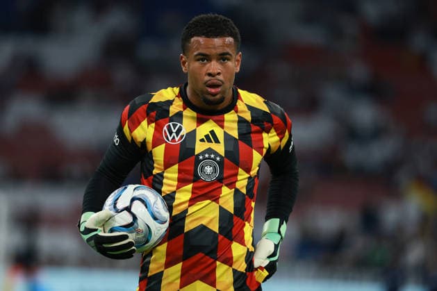 UEFA Nations League, Match 26-27: Germany vs. Serbia on October 1, 2026, at the Allianz Arena in Munich. Goalkeeper Noah Atubolu of Germany s U-21 team with the ball MH