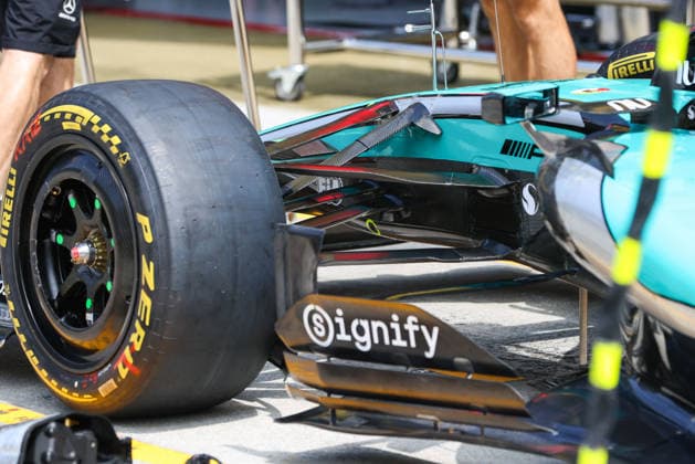 F1 - BAHRAIN GRAND PRIX IN MALAYSIA 2026 Mercedes AMG F1 Team W17, mechanical detail front suspension during the 2026 Formula 1 Bahrain Grand Prix in Malaysia, 16th round of the 2026 Formula One World Championship, WM, Weltmeisterschaft from October 2 to 4, 2026 on the Sepang International Circuit, in Sepang, Malaysia - SepangMalaysia Copyright: xANTONINxVINCENTx