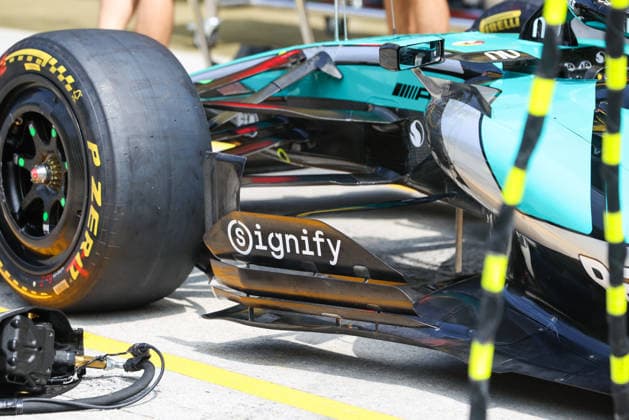 F1 - BAHRAIN GRAND PRIX IN MALAYSIA 2026 Mercedes AMG F1 Team W17, mechanical detail floor board during the 2026 Formula 1 Bahrain Grand Prix in Malaysia, 16th round of the 2026 Formula One World Championship, WM, Weltmeisterschaft from October 2 to 4, 2026 on the Sepang International Circuit, in Sepang, Malaysia - SepangMalaysia Copyright: xANTONINxVINCENTx