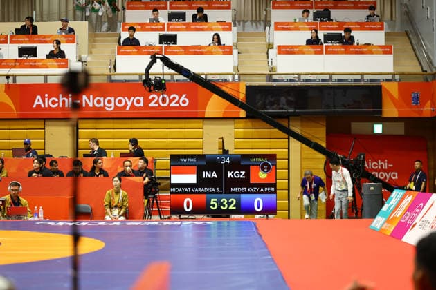 Asian Games 2026 Aichi-Nagoya, Japan Wrestling MFS 65 Kg India™s Sujeet Vs Iran™s Ebrahimzadeshsav Sujeet won by12-0 Aichi, Nagoya Gifu Perfectural Green Stadium Japan Copyright: xSeshadrixSukumarx