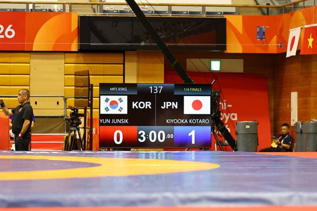 Asian Games 2026 Aichi-Nagoya, Japan Wrestling MFS 65 Kg India™s Sujeet Vs Iran™s Ebrahimzadeshsav Sujeet won by10-0 Aichi, Nagoya Gifu Perfectural Green Stadium Japan Copyright: xSeshadrixSukumarx