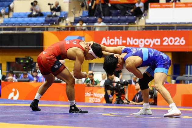 Asian Games 2026 Aichi-Nagoya, Japan Wrestling MFS 65 Kg India™s Sujeet Vs Iran™s Ebrahimzadeshsav Sujeet won by10-0 Aichi, Nagoya Gifu Perfectural Green Stadium Japan Copyright: xSeshadrixSukumarx