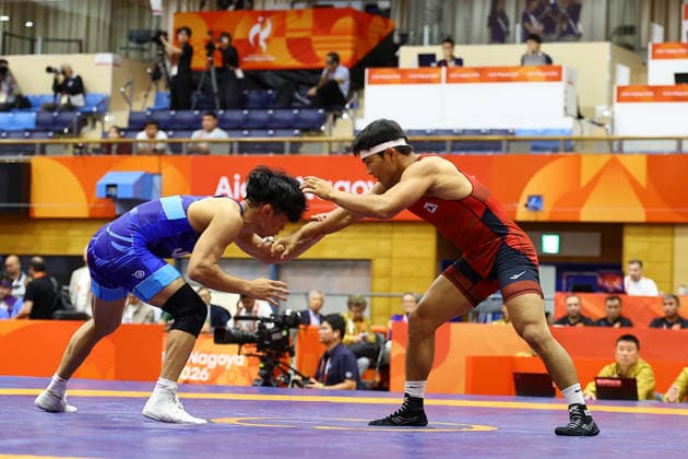 Asian Games 2026 Aichi-Nagoya, Japan Wrestling MFS 65 Kg India™s Sujeet Vs Iran™s Ebrahimzadeshsav Sujeet won by10-0 Aichi, Nagoya Gifu Perfectural Green Stadium Japan Copyright: xSeshadrixSukumarx