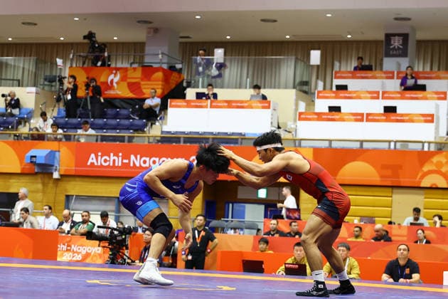 Asian Games 2026 Aichi-Nagoya, Japan Wrestling MFS 65 Kg India™s Sujeet Vs Iran™s Ebrahimzadeshsav Sujeet won by10-0 Aichi, Nagoya Gifu Perfectural Green Stadium Japan Copyright: xSeshadrixSukumarx