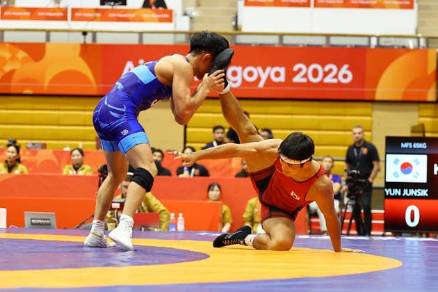 Asian Games 2026 Aichi-Nagoya, Japan Wrestling MFS 65 Kg India™s Sujeet Vs Iran™s Ebrahimzadeshsav Sujeet won by10-0 Aichi, Nagoya Gifu Perfectural Green Stadium Japan Copyright: xSeshadrixSukumarx