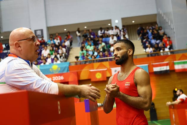 Asian Games 2026 Aichi-Nagoya, Japan Wrestling MFS 65 Kg India™s Sujeet Vs Iran™s Ebrahimzadeshsav Sujeet won by10-0 Aichi, Nagoya Gifu Perfectural Green Stadium Japan Copyright: xSeshadrixSukumarx