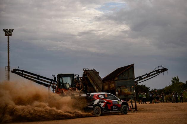 FIA WRC, Motorsport Rallye, WM Rally Italia Sardegna 2026 Elfyn Evans and co-driver Scott Martin of Toyota Gazoo Racing WRT face the press during shakedown in their Toyota GR Yaris Rally1 at the FIA World Rally Championship Rally Italia Sardegna in Alghero, Sardinia, Italy, on October 1, 2026. Alghero Sardinia Italy Copyright: xLucaxBarsalix originalFilename:barsali-wrcrally261001_np3HN