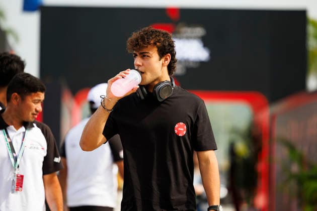 RECORD DATE NOT STATED 2nd October 2026; Sepang IC, Kuala Lumpur, Malaysia; Formula 1, Bahrain Grand Prix, Free Practice Day; Arvid Lindblad (41) of Great Britain and Visa Cash App Racing Bulls Formula One Team arriving at the Bahrain Grand Prix StephenxBlackberry