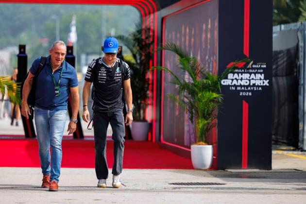 RECORD DATE NOT STATED 2nd October 2026; Sepang IC, Kuala Lumpur, Malaysia; Formula 1, Bahrain Grand Prix, Free Practice Day; Kimi Antonelli (12) of Italy and Mercedes-AMG PETRONAS Formula One Team arriving at the Bahrain Grand Prix StephenxBlackberry