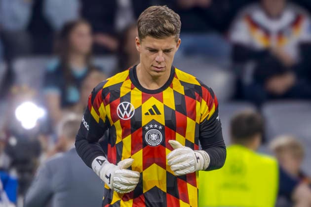 Munich, Germany October 1, 2026 UEFA Nations League 2026–2027 League Phase Group A2 Match 3 Germany vs. Serbia Pictured: Goalkeeper Finn Dahmen (GER) warming up. DFB and DFL regulations prohibit any use of photographs as image sequences and or quasi-video. Allianz Arena, Bayern Copyright: xFotostandx xSchäferx