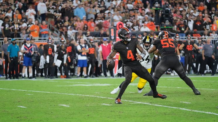 Oct 01, 2026; Deshaun Watson 4 during the Pittsburgh Steelers vs Cleveland Browns game in Cleveland, OH, USA; at Huntington Bank Field. Mandatory Credit: -Cal Media Cleveland USA - ZUMAcp5_ 20261001_faf_cp5_021 Copyright: xJasonxPohuskix