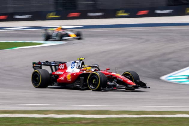 2nd October 2026; Sepang IC, Kuala Lumpur, Malaysia; Formula 1, Bahrain Grand Prix, Free Practice Day; Lewis Hamilton (44) of Great Britain and Scuderia Ferrari HP speeds into turn 3 DavidxAsh